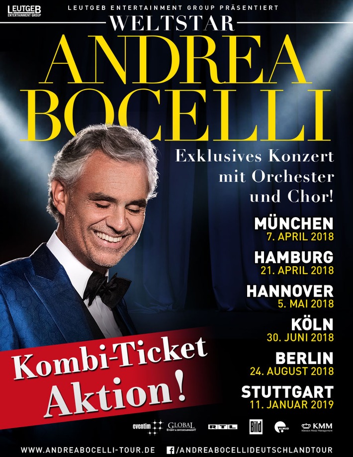 Presseinladung zum Andrea Bocelli Konzert am 7. April in München