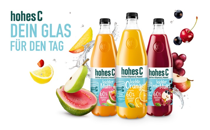 Neu: Die Leichten von hohes C mit 60 % Fruchtsaft / Fruchtige Vitamin C Power in zwei neuen starken Sorten