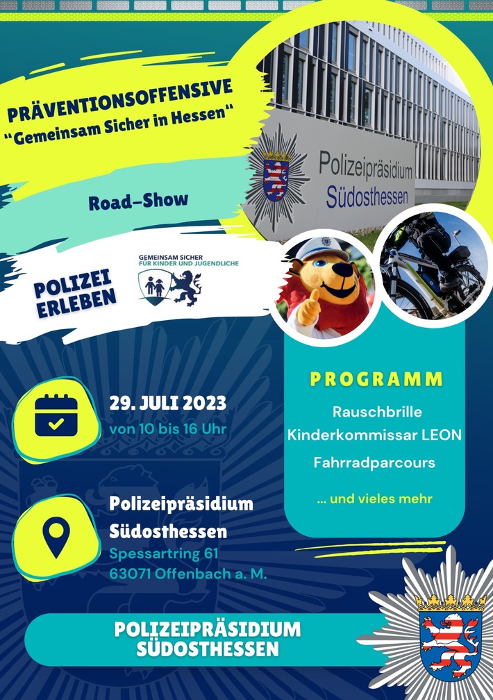 POL-OF: Einladung: Präventionsinitiative &quot;Gemeinsam Sicher in Hessen&quot; steht vor der Tür - am 29.07.2023 ist es im Polizeipräsidium Südosthessen soweit!