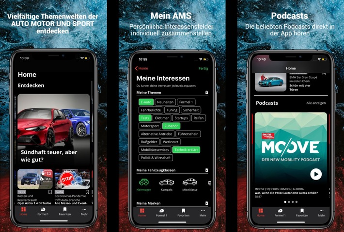 Die neue App von AUTO MOTOR UND SPORT bündelt jetzt mit &quot;Mein AMS&quot;-Funktion individuelle Themenangebote