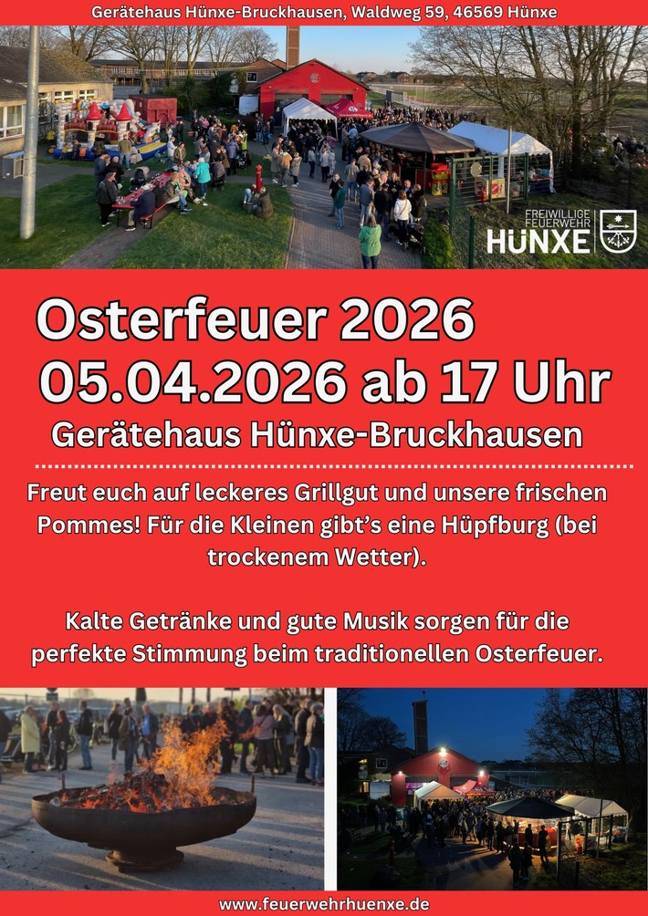 FW Hünxe: Osterfeuer der Einheit Bruckhausen