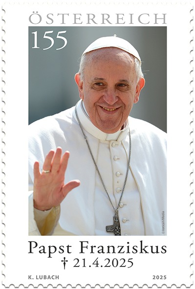Österreichische Post gibt Briefmarke zum Gedenken an Papst Franziskus heraus