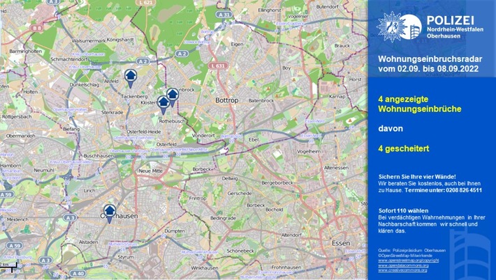 POL-OB: Wohnungseinbruchsradar - Alle Wohnungseinbrüche gescheitert