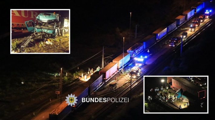 Bundespolizeidirektion München: Lkw kollidiert mit Güterzug: 59-Jähriger schwerverletzt