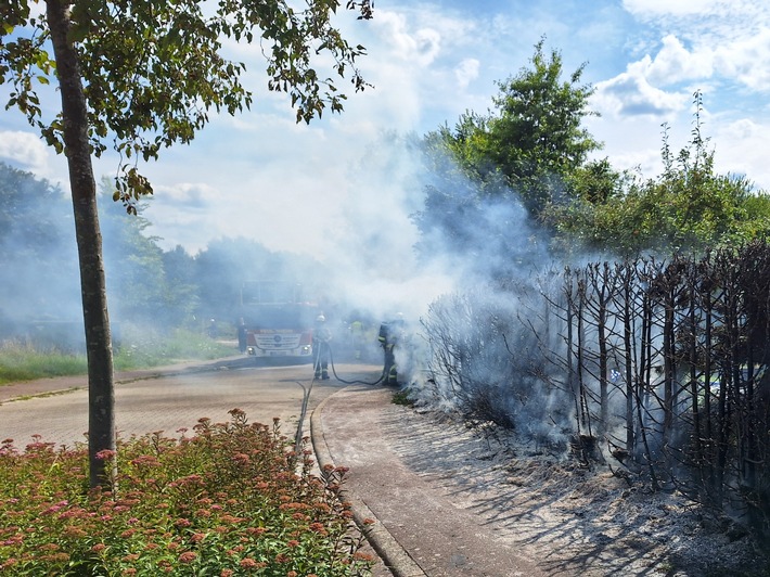 FW Bocholt: Heckenbrand in Mussum