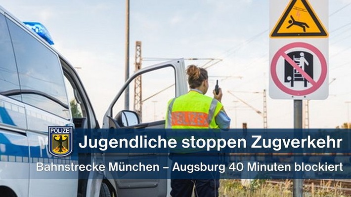 Bundespolizeidirektion München: Jugendliche im Gleis stoppen Bahnverkehr: Güterzug leitete Schnellbremsung ein