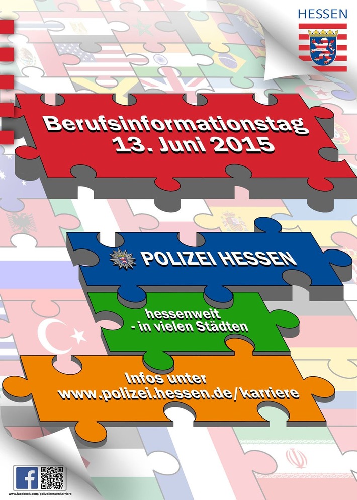 POL-F: 150612 - 441 Frankfurt - Innenstadt:  Berufsinformationstag der hessischen Polizei am 13.06.2015, 12.00 bis 18.00 Uhr am Roßmarkt - Höhe Gutenbergdenkmal