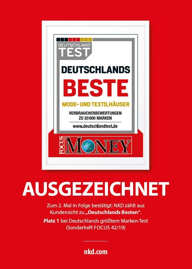 Ausgezeichnet: NKD erhält zum 2. Mal in Folge Siegel "Deutschlands Beste"