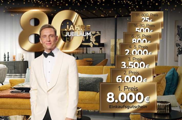 80 Jahre XXXLutz: 80.000 Euro warten beim Jubiläumsgewinnspiel auf 800 Gewinnerinnen und Gewinner!