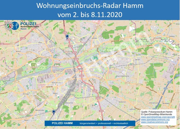 POL-HAM: Wohnungseinbruchs-Radar Polizei Hamm vom 02.11. bis 08.11.2020