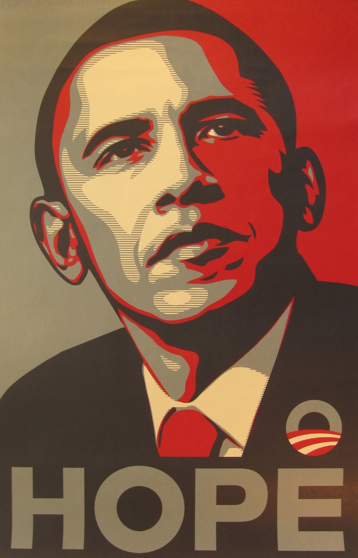 Präsidentschaftswahlkampf in Amerika: Barack Obama bei artnet / Berliner Internet-Kunstplattform versteigert politische Street-Art von Shepard Fairey (BILD)