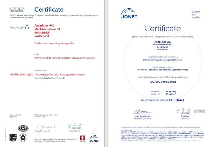 Arcplace à nouveau certifiée ISO et en préparation pour l