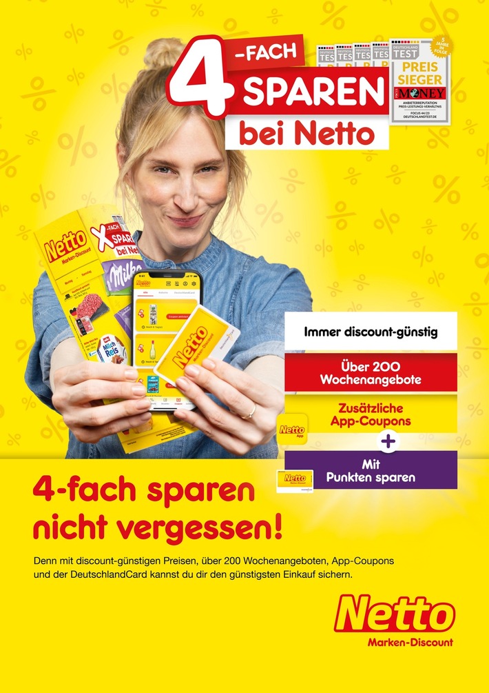 Sparsam in 2024 starten: Netto entlastet private Haushalte zum Jahresstart mit großer Preiskampagne