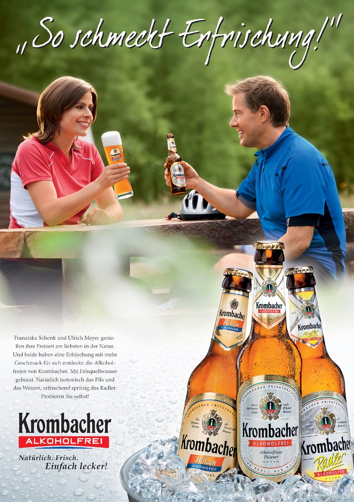 Erfolgreiche Krombacher Alkoholfrei Kampagne wird fortgesetzt - Erfolgsduo Franziska Schenk und Ulrich Meyer weiterhin Markenbotschafter (BILD)