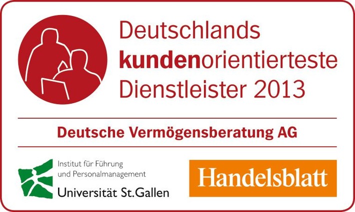 Wettbewerb in der Kundenorientierung: Deutsche Vermögensberatung (DVAG) gehört zu "Deutschlands kundenorientiertesten Dienstleistern 2013" (BILD)