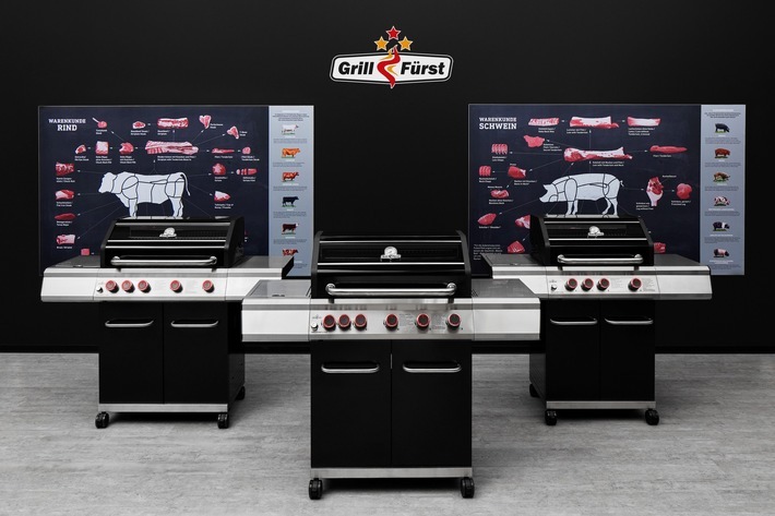 Grillfürst Grillserie G310, G410 und G510 / Weiterer Text über ots und www.presseportal.de/nr/119443 / Die Verwendung dieses Bildes ist für redaktionelle Zwecke honorarfrei. Veröffentlichung bitte unter Quellenangabe: "obs/Kamin und Grill Shop GmbH/www.grillfuerst.de"