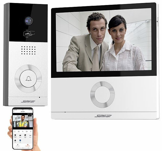 Somikon WLAN-Full-HD-Video-Türsprechanlage VSA-700.app mit 17,8-cm-Touchscreen (7&quot;), App: smarte Kontrolle von Besuchern - weltweit