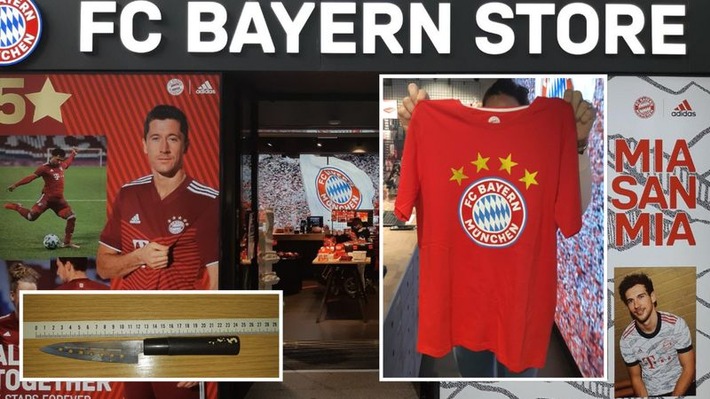 Bundespolizeidirektion München: Bayern-T-Shirt gestohlen - Bundespolizei ermittelt wegen Diebstahl mit Waffen