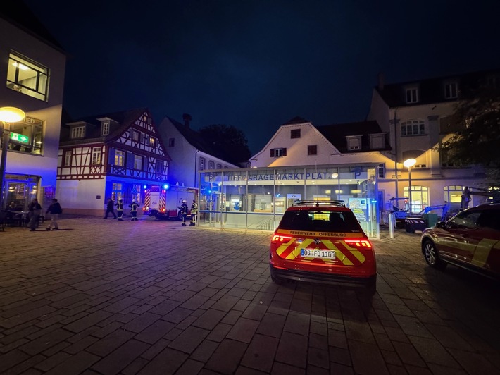 FW-OG: Feueralarm in Tiefgarage am Marktplatz