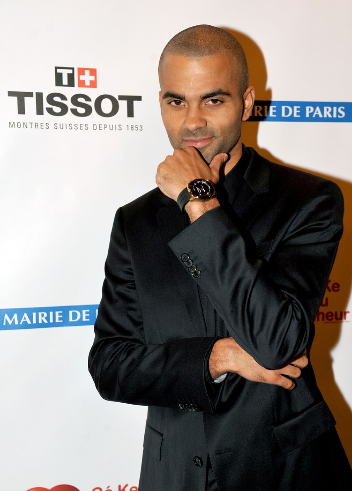 Tissot presents Tony Parker with his first limited edition watch at the Par Coeur Gala in Paris