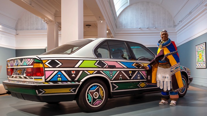 Retrospective of pioneering South African artist Esther Mahlangu with her BMW Art Car on view