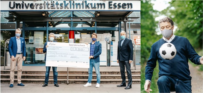 Gesichtsmasken für die Corona-Forschung: Mode-Start-Up Befeni GmbH spendet 90.000 Euro für die Initiative "Spenden für Corona"- Trainerlegende Otto Rehhagel übernimmt Schirmherrschaft der Kooperation