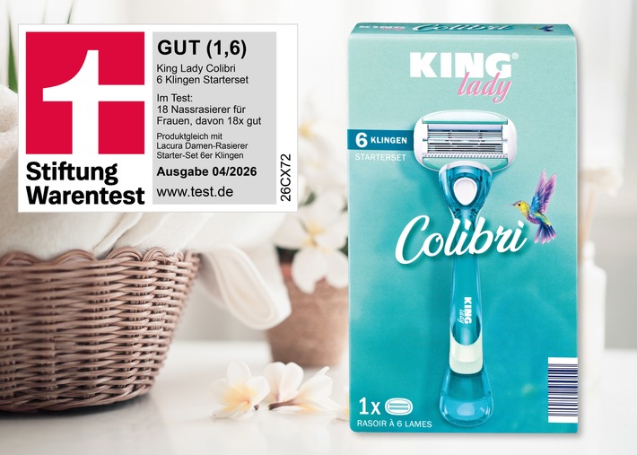 Körperpflege ohne Kompromisse: NORMA-Damen-Rasierer von KING LADY in der April-Ausgabe von STIFTUNG WARENTEST mit der Note 1,6 ausgezeichnet / Qualität zum unschlagbaren Preis von nur 4,49 Euro