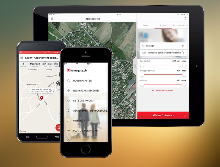 homegate.ch propose de nouvelles applications - plus conviviales, plus rapides et avec des fonctions étendues
