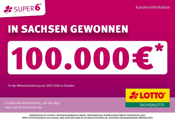 100.000 Euro bei SUPER 6: Gewinner aus Dresden noch unbekannt