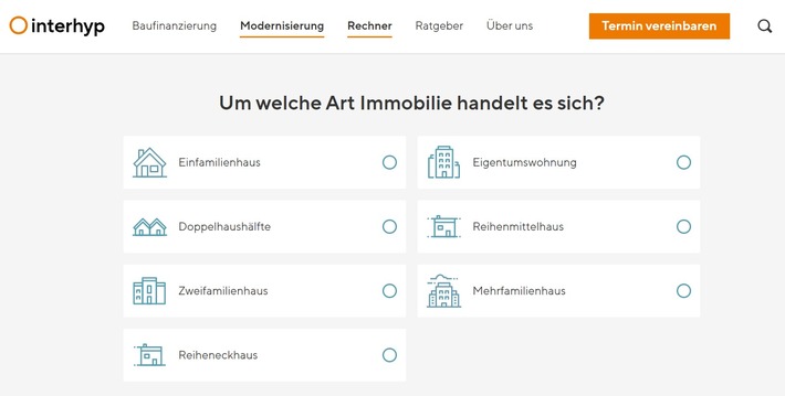 Mit 9 Klicks zum Wert der Immobilie - Interhyp-Rechner macht unkomplizierte Preis-Ermittlung möglich