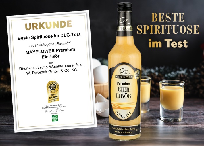 DLG zeichnet MAYFLOWER Premium Eierlikör im Dezember 2025 mit Gold aus / Die beste Spirituose gibt
