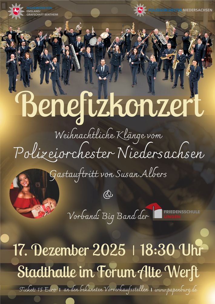 POL-EL: Papenburg - Weihnachtliche Klänge für den guten Zweck - Benefizkonzert mit dem Polizeiorchester Niedersachsen