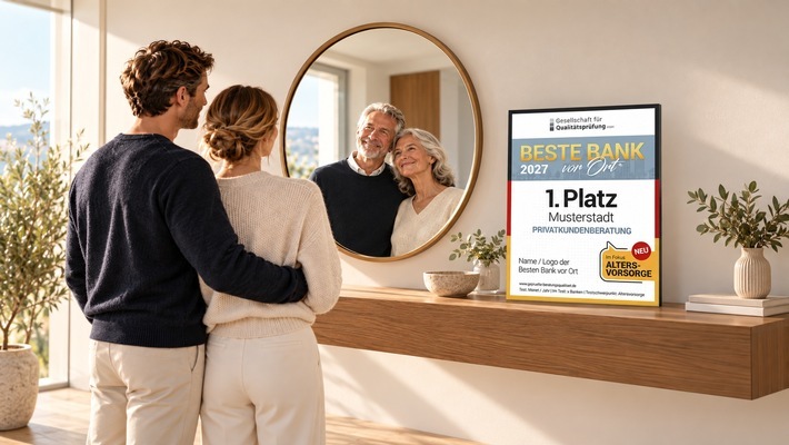 BESTE BANK 2027. Warum die Altersvorsorge zum Gradmesser für Beratungsqualität wird?! KI-generiertes Bild. / Weiterer Text über ots und www.presseportal.de/nr/121047 / Die Verwendung dieses Bildes für redaktionelle Zwecke ist unter Beachtung aller mitgeteilten Nutzungsbedingungen zulässig und dann auch honorarfrei. Veröffentlichung ausschließlich mit Bildrechte-Hinweis.