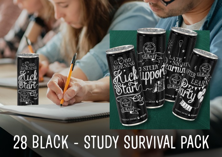 Energy-Kick zum Semesterstart / Nur für kurze Zeit: 28 BLACK legt "Study Survival Pack" wieder auf (FOTO)