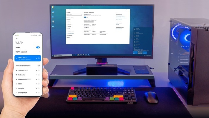 Der LANQ PCDock Pro ist Monitorständer, Fingerprintsensor, WLAN-Hotspot, Ladestation, Bluetooth-Zentrale und USB-Hub in einem. / Jetzt für 125 Euro via Indiegogo verfügbar / Weiterer Text über ots und www.presseportal.de/nr/154186 / Die Verwendung dieses Bildes ist für redaktionelle Zwecke unter Beachtung ggf. genannter Nutzungsbedingungen honorarfrei. Veröffentlichung bitte mit Bildrechte-Hinweis.