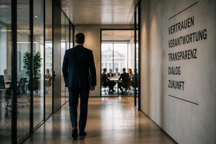 Moderne Unternehmensführung umfasst heute mehr als wirtschaftlichen Erfolg. Vertrauen, Glaubwürdigkeit und institutioneller Dialog prägen zunehmend die öffentliche Wahrnehmung von Unternehmen. / Weiterer Text über ots und www.presseportal.de/nr/158369 / Die Verwendung dieses Bildes für redaktionelle Zwecke ist unter Beachtung aller mitgeteilten Nutzungsbedingungen zulässig und dann auch honorarfrei. Veröffentlichung ausschließlich mit Bildrechte-Hinweis.