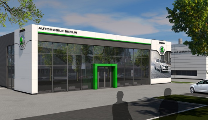 Baubeginn für erstes Berliner SKODA Autohaus im neuen Corporate Design (BILD)