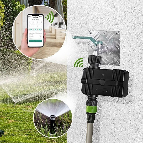 Royal Gardineer WLAN-Bewässerungscomputer BWC-550.app, Bewässerungs-Ventil, App, Sprachsteuerung: Den Garten bequem und smart bewässern