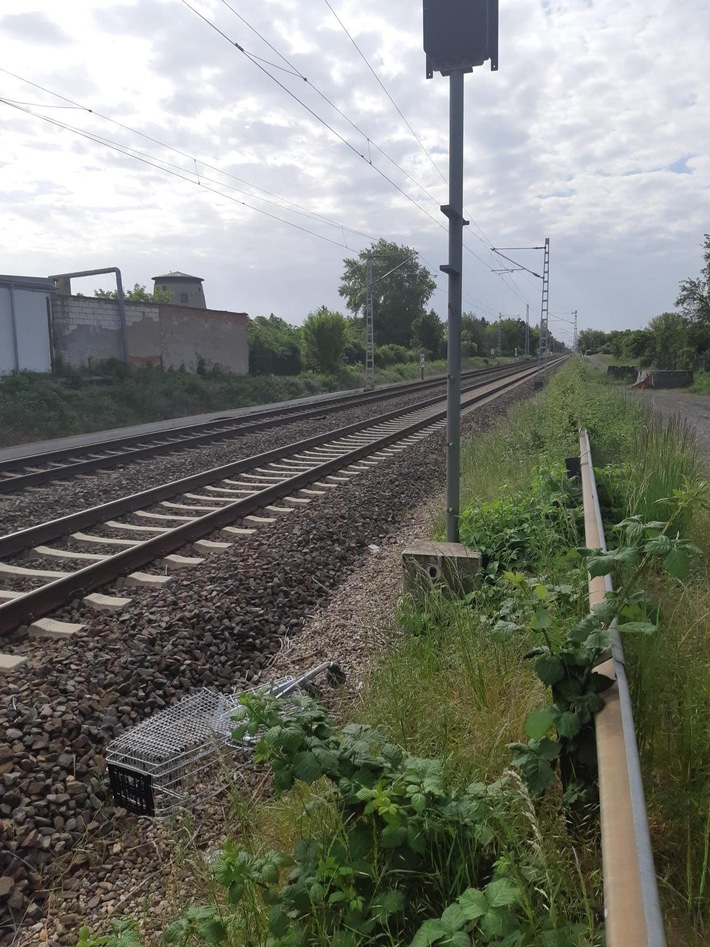 BPOLI MD: Gefährlicher Eingriff in den Bahnverkehr: S-Bahn kollidiert mit Einkaufswagen