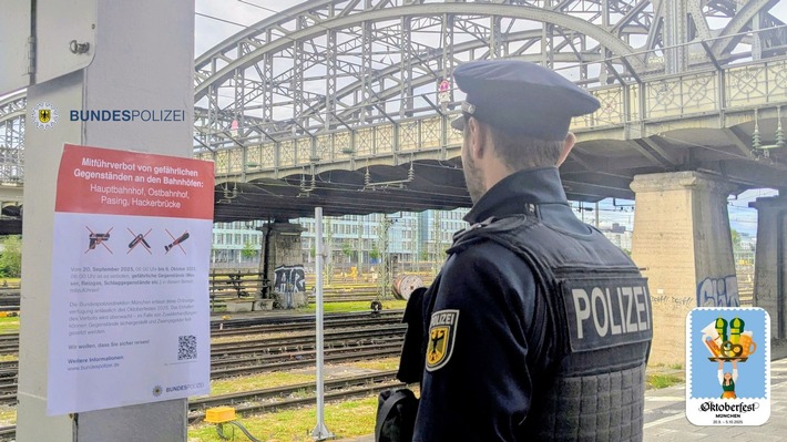 Bundespolizeidirektion München: Schlechtes Wetter - mehr Einsätze Mehrere Gewaltdelikte, Festnahmen Gesuchter und Verstöße gegen die Allgemeinverfügung des Mitführverbotes gefährlicher Gegenstände und Waffen