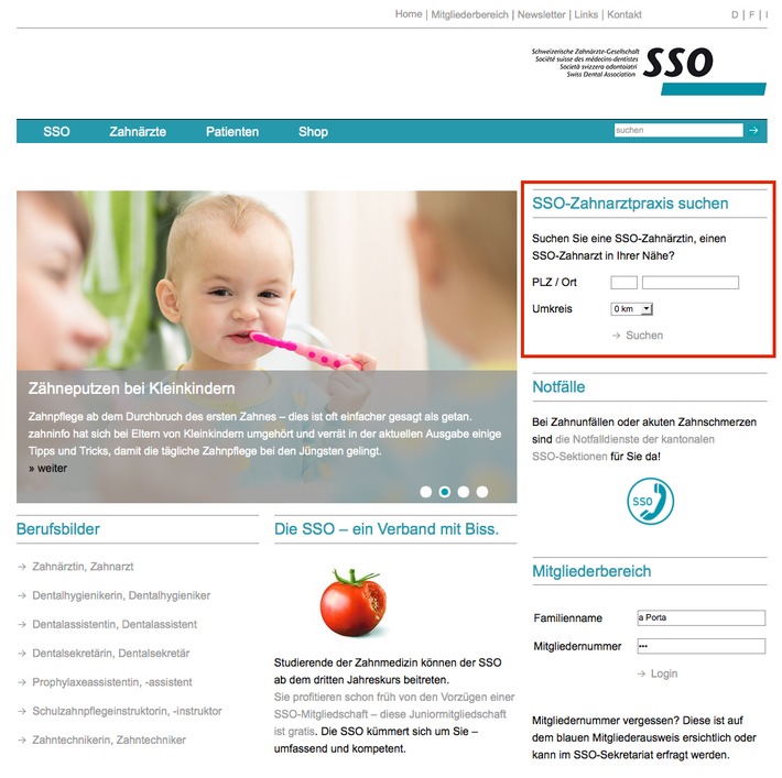 Mit drei Klicks zum Zahnarzt SSO