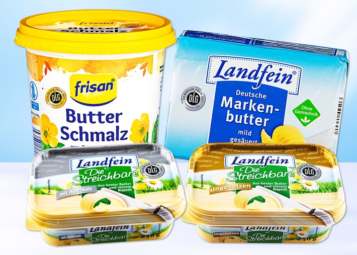 NORMA senkt die Preise für Butter im September um bis zu neun Prozent / Verschiedene Butterprodukte und Butterschmalz in den Regalen des Lebensmittel-Discounters reduziert