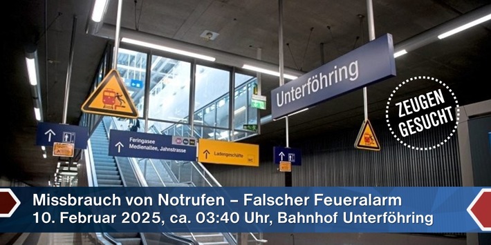 Bundespolizeidirektion München: Feueralarm am Bahnhof Unterföhring / Bundespolizei sucht Zeugen