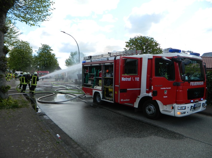 FW-RD: Werkstattbrand in Wasbek (Kreis Rendsburg-Eckernförde)