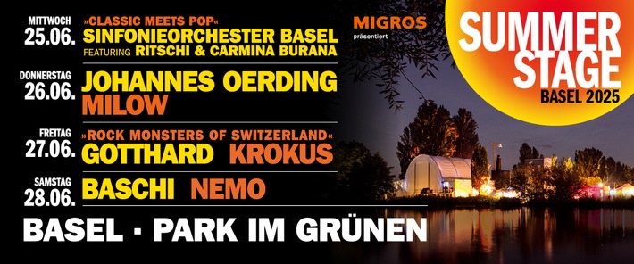 Summerstage 2025 präsentiert: Classic meets Pop - Sinfonieorchester Basel Featuring Ritschi &amp; Carmina Burana | 25.06.2025, Park im Grünen, Basel