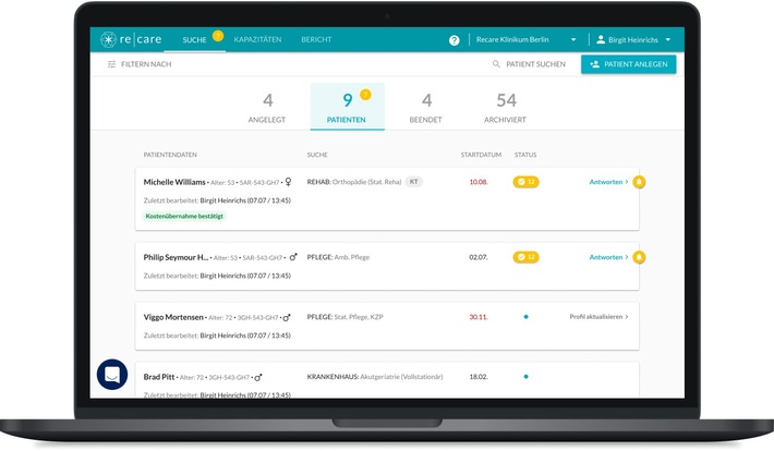 Schnell und unkompliziert zur Anschluss-Reha / BKK Pfalz setzt auf digitale Lösung von Recare