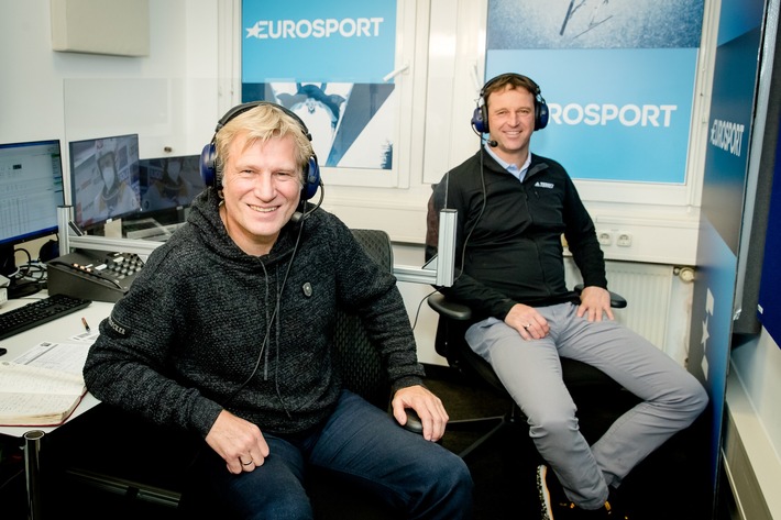 Werner Schuster als Skisprung-Experte im Eurosport-Olympia-Team gemeinsam mit Martin Schmitt und Gerhard Leinauer