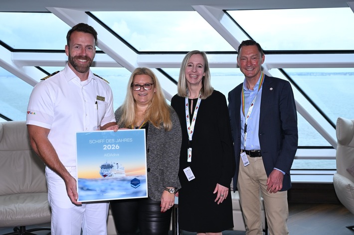Aktuelle Pressemeldung: Feierliche Übergabe in Lissabon: AIDAdiva erhält Auszeichnung „Schiff des Jahres 2026“
