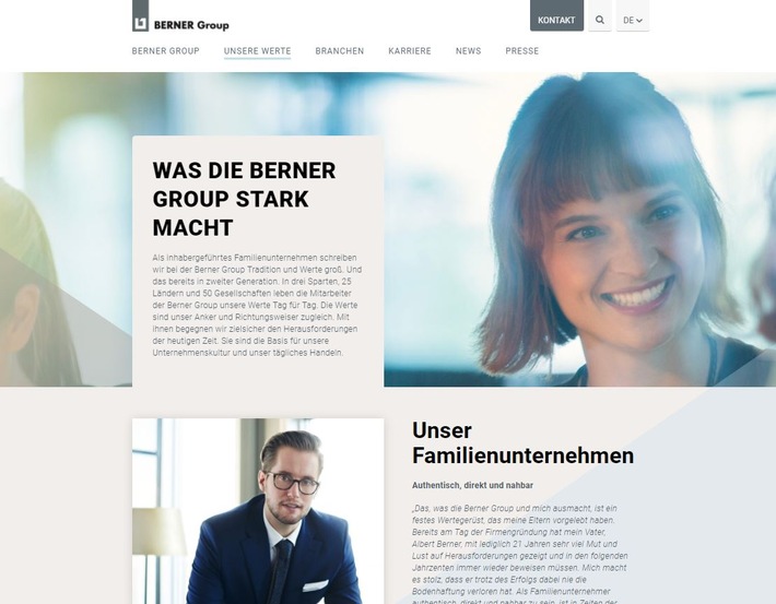 Berner Group macht Antworten auf Branchenherausforderungen erlebbar / Die Berner Group setzt bei der neuen Website auf starkes Design, optimierte Benutzerfreundlichkeit und Verständlichkeit