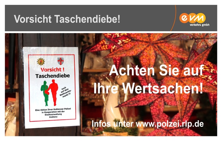 POL-PDKO: Präventionsprojekt zur Bekämpfung des Taschendiebstahls im Stadtgebiet Koblenz